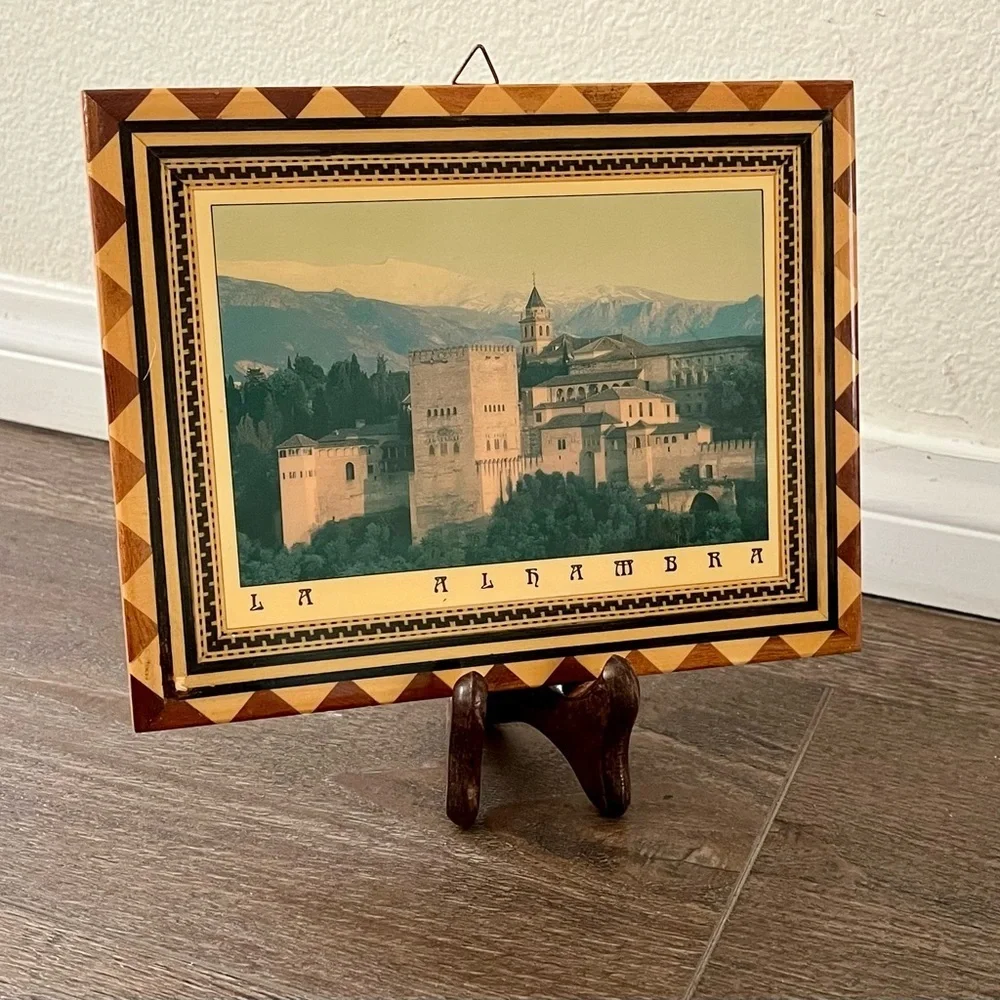 Wooden plaque Alhambra palace Granada, Spain 7/9 inch